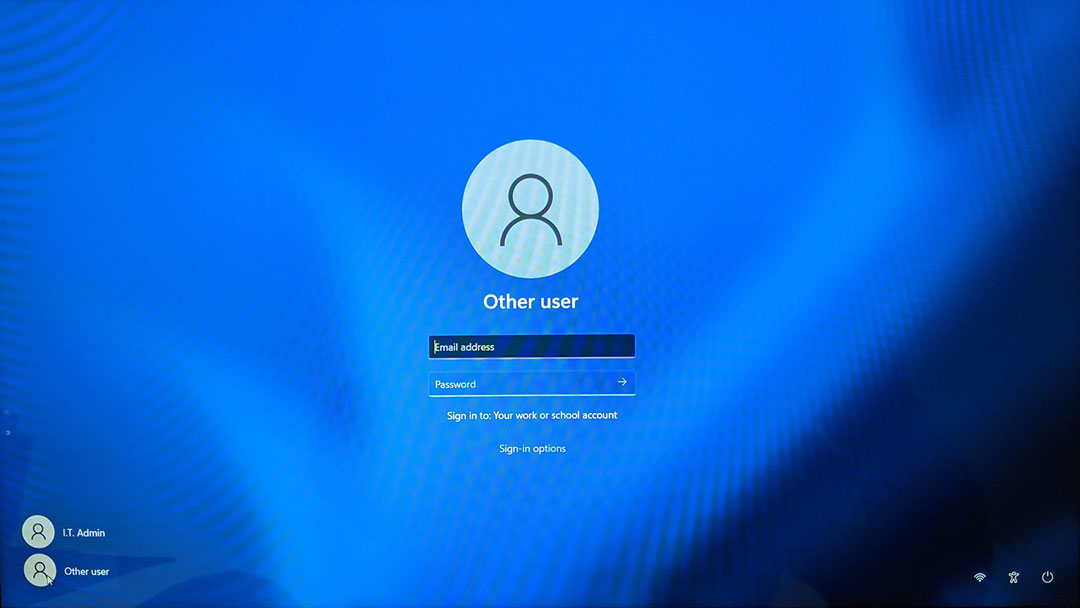 Laptop login screen