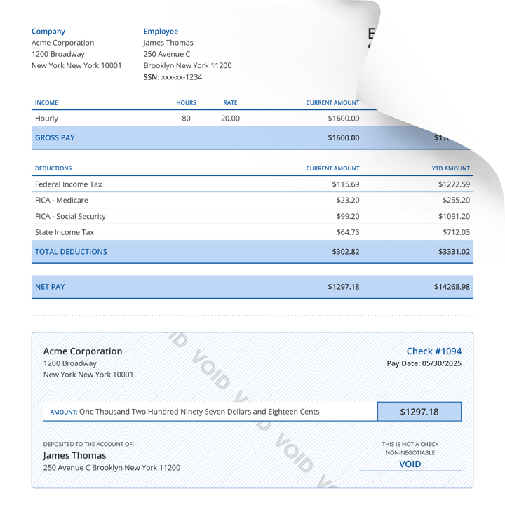 Pay stub on a kitchen table